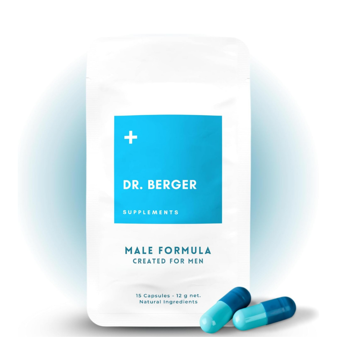 Dr. Berger Supplements Male Formula stand-up pouch with capsules